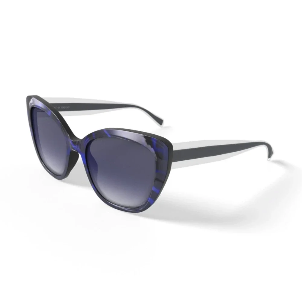 Christian Siriano Ophelia Blutt Sunglasses 54-18-144 Black Blue Tortoise EUC